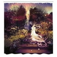 thumbnail image 3 of Ambesonne Fantasy Art Shower Curtain, Surreal Elf Garden, 69"Wx70"L, Magenta Green, 3 of 5