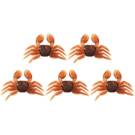 Ettsollp 5Pcs 8cm Fishing Artificial Lifelike Lure Wobbler Crab Shaped Swim Bait Tackle-Brown