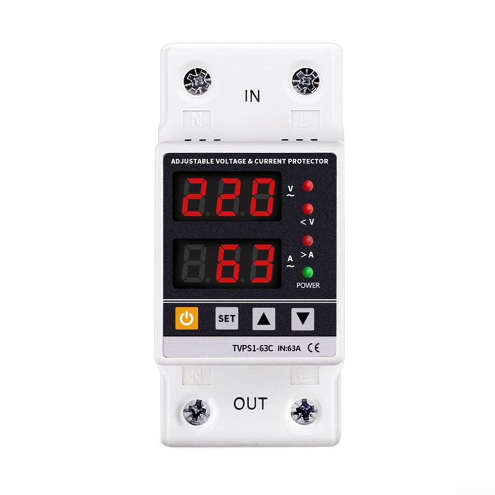 230V rail adjustable digital overvoltage relay protector overcurrent ...
