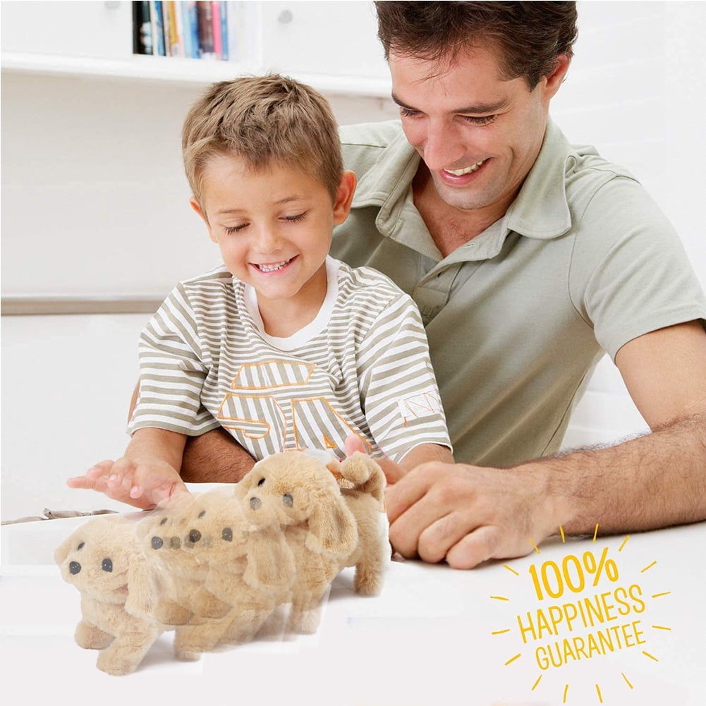 GJX Manunclaims Plush Toy Puppy Electronic Interactive Pet Dog Walking Barking Tail Wagging Stretching Companion Animal for Kids