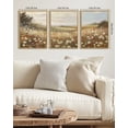 thumbnail image 2 of Drsoum Vintage Wall Art Meadow with Flowers Landscape Scenery Home Decor Retro Wildflower Field Decorations for Bedroom 12x16in3pcs Brown Framed, 2 of 7