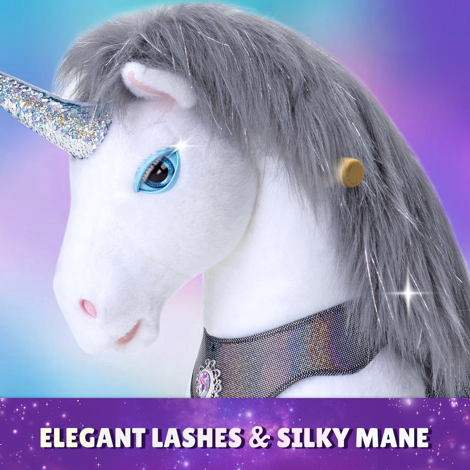 PonyCycle Interactive Unicorn Ride-On Toy, Touch Sound, Kid-Powered, Ages 4-7, Gray, Y456