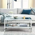 thumbnail image 4 of 39.5" W x 19.7" D x 19.7" H Crystal Mirror Coffee Table, 2-Layer Stainless Steel Frame, Silver Glossy Finish, Modern Rectangular Accent Table for Living Room, Office, Bedroom, Shop, Durable & Lightwe, 4 of 7