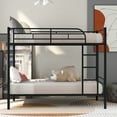 thumbnail image 2 of Harper & Bright Designs Twin Over Twin Metal Bunk Bed, Double Metal Bunk Bed Can be Divided into 2 Beds, Twin Bunk Bed Frame with Ladder Safety Rails for Dormitory Bedroom, Black, 2 of 10