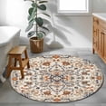 thumbnail image 3 of Round Rugs 3Ft, Ethnic Southwestern Round Area Rug Washable Indoor Throw Carpet, Tribal Antique Boho-Chic Heritage Small Non Slip Circle Rug for Bedroom Living Room Home Decor Aesthetic, 3 of 8