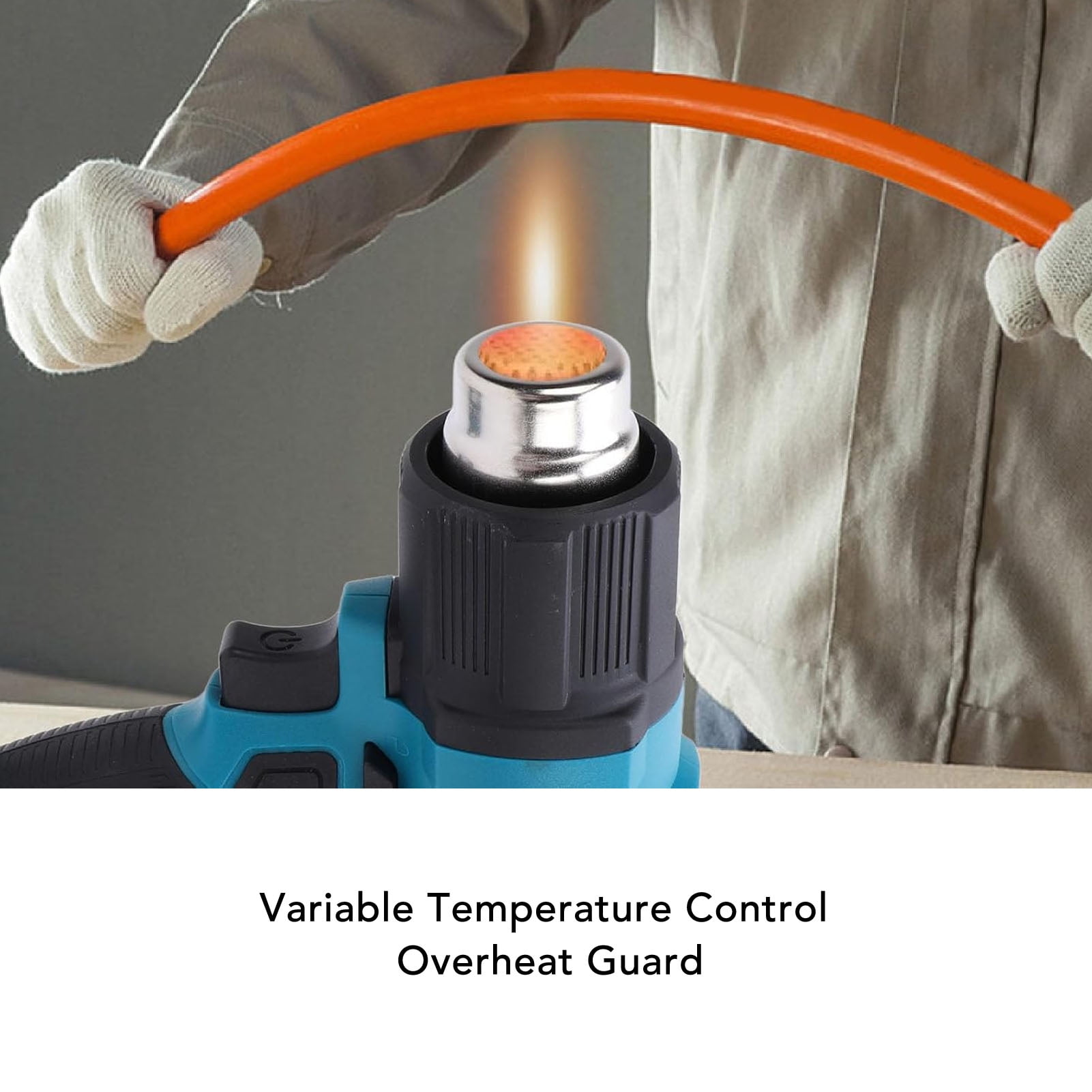 YAHHU Cordless Heat Tool Fast Heating Hot Air Gun Variable Temperature Control Overheat Guard Includes 3 Nozzles for Shrink Wrap Crafting DIY Projects (12.2 inches / 31 cm)