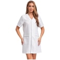 thumbnail image 1 of iiniim Womens Short Sleeve Work Dress V Neck Button Down Knee Length For Daily Wear White M, 1 of 7