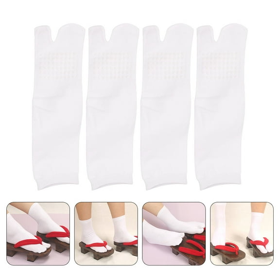 GAXIRE 2 Pairs Sock Align Toe Socks for Women Breathable Fabric White