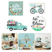 Giyblacko Tabletop Decoration Decorations Market 3D Home Decor Kitchen Tray Fresh Spring Signs Wood Tray Spring Flat Decor Spring Tiered Flower Decor Decor Tiered For Easter Decoration Hangs