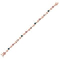 thumbnail image 2 of Gem Stone King 18K Rose Gold Plated Silver Pink Lab Grown Diamond and London Blue TopazBracelet for Women (2.59 Cttw, Gemstone April Birthstone, Round 4MM, 7.5 inch), 2 of 6