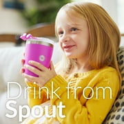 PopYum 9oz Insulated Stainless Steel Kids’ Cups with Lid and Straw, 2-Pack, Orange, Blue