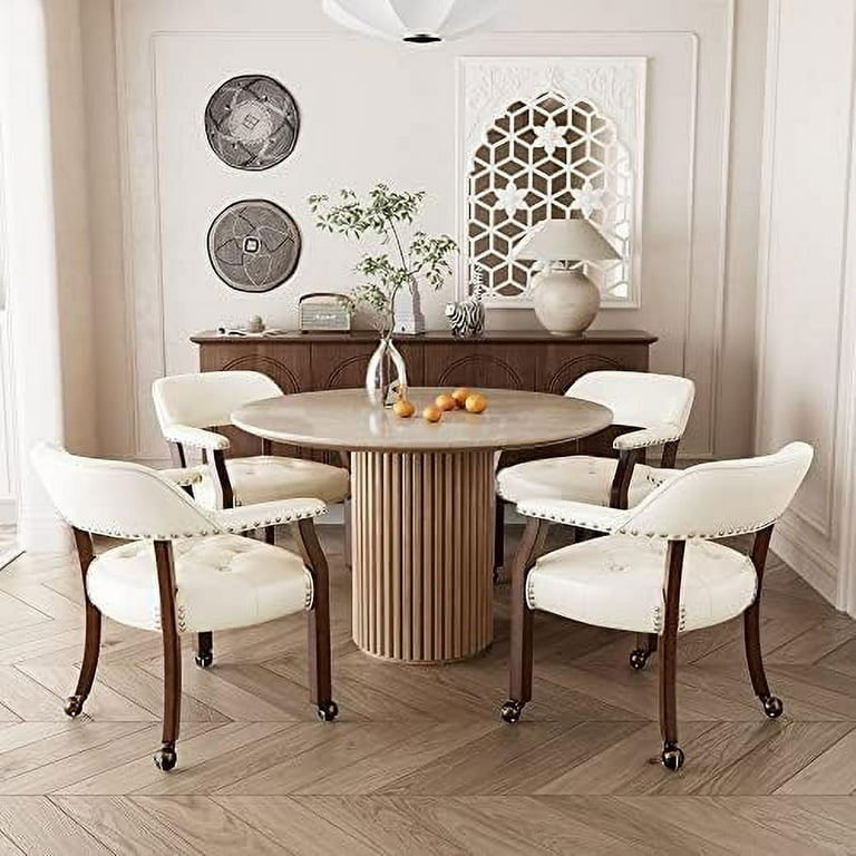 YPZBBOOM Dining Chairs with Casters and Arms Accent Kitchen Table