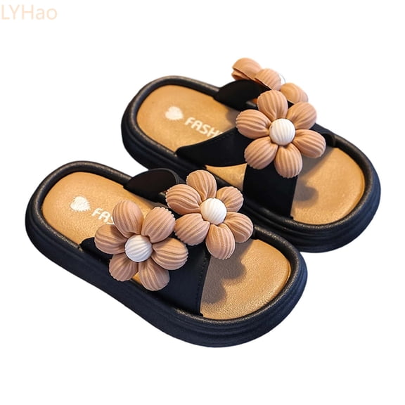 LYHaoo Girls Slippers For Toddler Kids And Soft Comfortable Open Toe Slide Sandals For Indoor Outdoor Casual Wear Summer Spring Vacation Sizes 24 Little Kid 2-3 Years