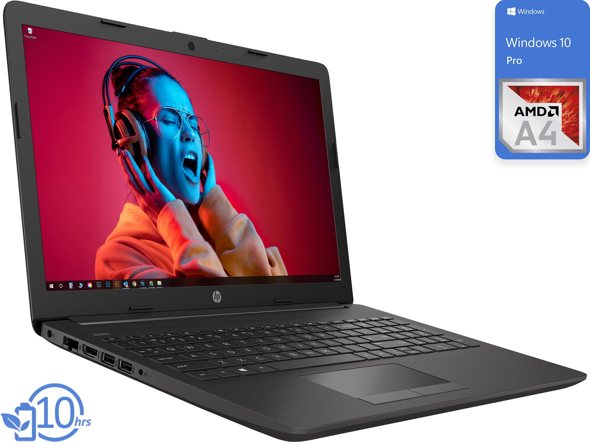 Dosering accumuleren Snor HP 255 G7 Notebook 15.6" PC Laptop, AMD A4, 4GB RAM, 500GB HD, DVD-RW,  Windows 10, Black - Walmart.com