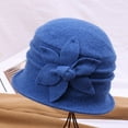 thumbnail image 2 of Women Sun HatsWool Mother Hat Outdoor Warm Windproof Wool Basin Hat Flower Topper Hat, 2 of 3
