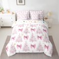 thumbnail image 3 of Homewish Kawaii Cartoon Bow 7-Piece Twin Bedding Sets,Merry Christmas Xmas Tree Bedding Comforter Set,Pink White Sheet Sets For Girl Teens,Super Cozy Room Decor Reversible, 3 of 9