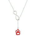 thumbnail image 1 of Delight Jewelry Acrylic Small Paw Red Silver tone Elegant Infinity Lariat Necklace, 1 of 4