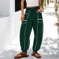 thumbnail image 2 of Dwellite Womens Barrel Sweatpants High Waisted Wide Leg Sweatpants Drawstring Casual Baggy Pants Sweatpant with Pockets Deep Green 2XL, 2 of 6
