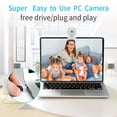 thumbnail image 3 of Graflsoa Caméra Web 4K Ultra HD avec Objectif Grand Angle, USB 3.0 Plug & Play, Mise au Point Automatique, Contrôle Tactile, Microphone Intégré à Réduction de Bruit, Options Noir/blanc, 3 of 6