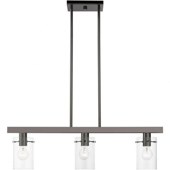 3 Light Linear Chandelier in Contemporary Style-14.5 inches Tall and 4.5 inches Wide-Black Chrome Finish Bailey Street Home 218-Bel-4829096