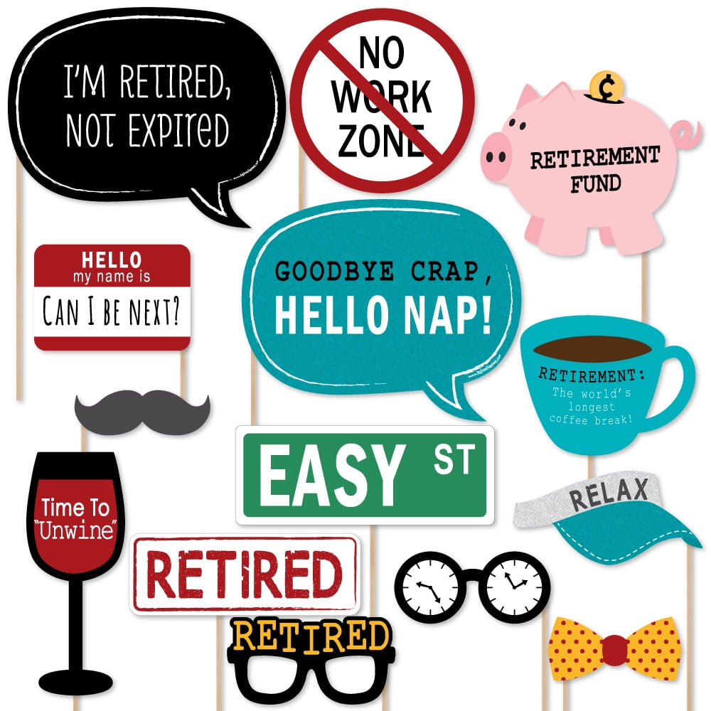 Retirement Photo Booth Props Kit 20 Count