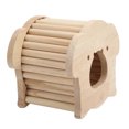 thumbnail image 2 of Casa de madera para hámster, cabaña de madera con forma de cabeza de cerdo y divertida escalera para mascotas pequeñas, 2 of 5