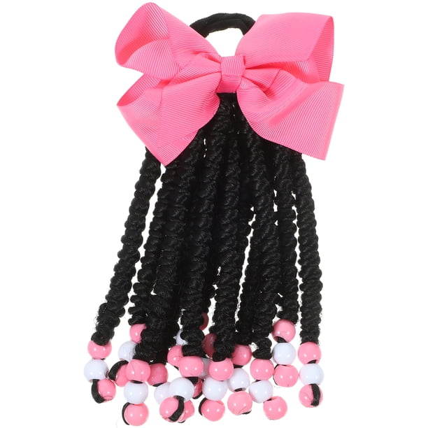 ColoMX Trenzas Extensión del cabello Bowknot grande Reemplazo de cola de caballo con cuentas Trenzado Cola de caballo