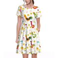 thumbnail image 1 of Bixox Robe d'Été à Manches Courtes pour Femmes Robe Ample Longueur Genou avec Poches-Poulet A, 1 of 7