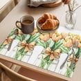 thumbnail image 3 of Rustic Tulip Placemats Set of 2, Vintage Watercolor Yellow Floral Green Leaf Plant Non-Slip Place Mats Washable Table Mats for Kitchen Dining Table Decorations Indoor/Outdoor, 3 of 9