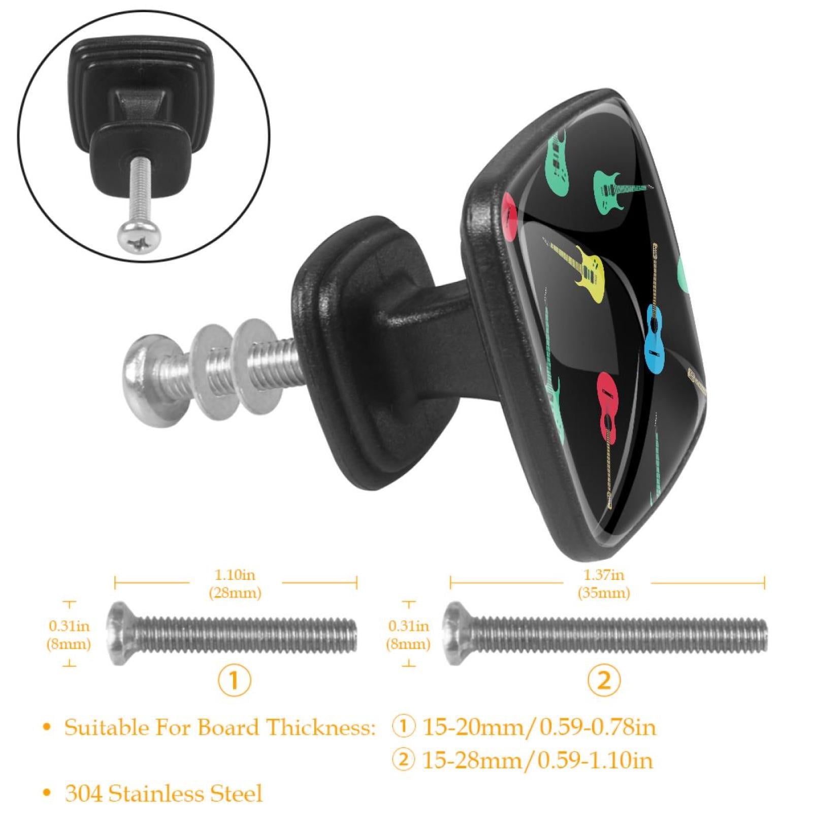 4 Pcs Cabinet Handle Drawer Pulls Acoustic Guitars Music Knobs with Screws Square Furniture Office Cabinet Knob Decoration