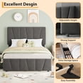 thumbnail image 3 of GloryStar Modern Linen Upholstered Twin Bed Frame, Twin Size Platform Bed Frame with Adjustable Headboard, 2 Storage Drawers, Wooden Slat Support, No Box Spring Needed,Dark Grey, 3 of 8