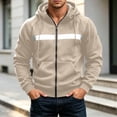 thumbnail image 5 of YUGYXL Mens Zip Up Fleece Lined Reflective Hoodies Sweatshirts Outdoor Workout Loose Pullover Tops with Pockets Beige Jacket, 5 of 9