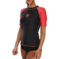 thumbnail image 1 of Beautyin Women's Rash Guards Sports Top Shorts Sleeves Patchwork Athletic Shirt, 1 of 6