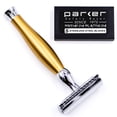 thumbnail image 3 of Parker Safety Razor 48R 3-Piece Double Edge Safety Razor in Gold Finish–5 Parker Blades Included, 3 of 5