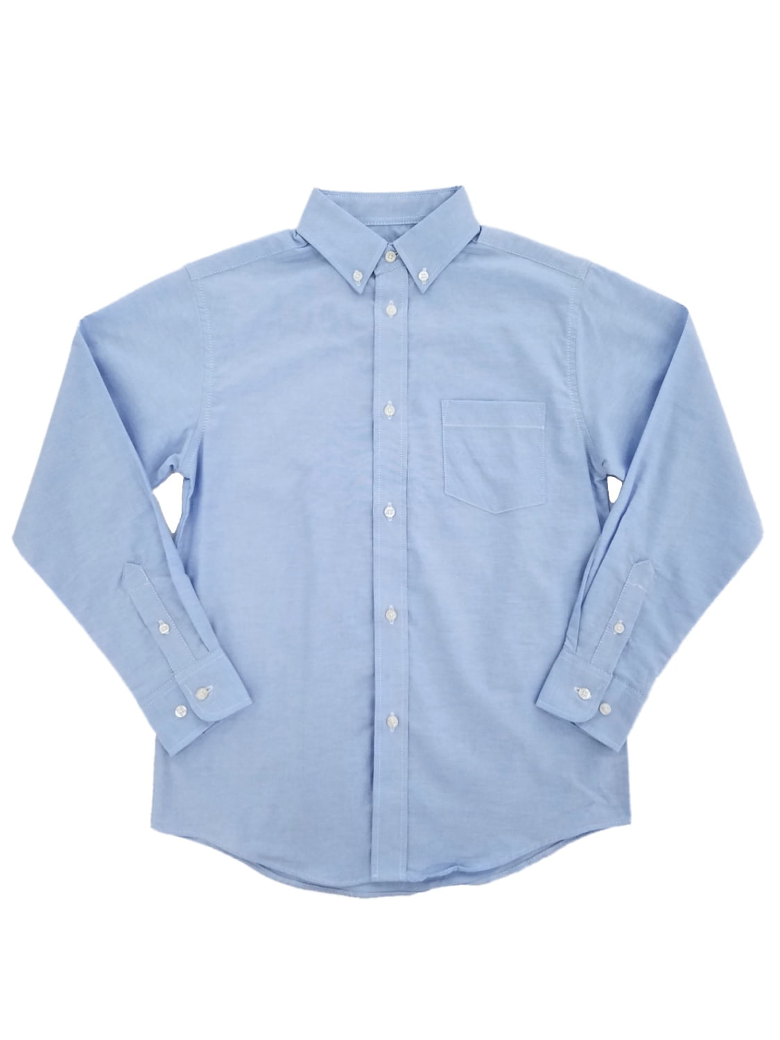 Likken Neem een ​​bad Ministerie Chaps Boys Solid Blue Oxford Button-Down Long Sleeve Dress Shirt 12 -  Walmart.com
