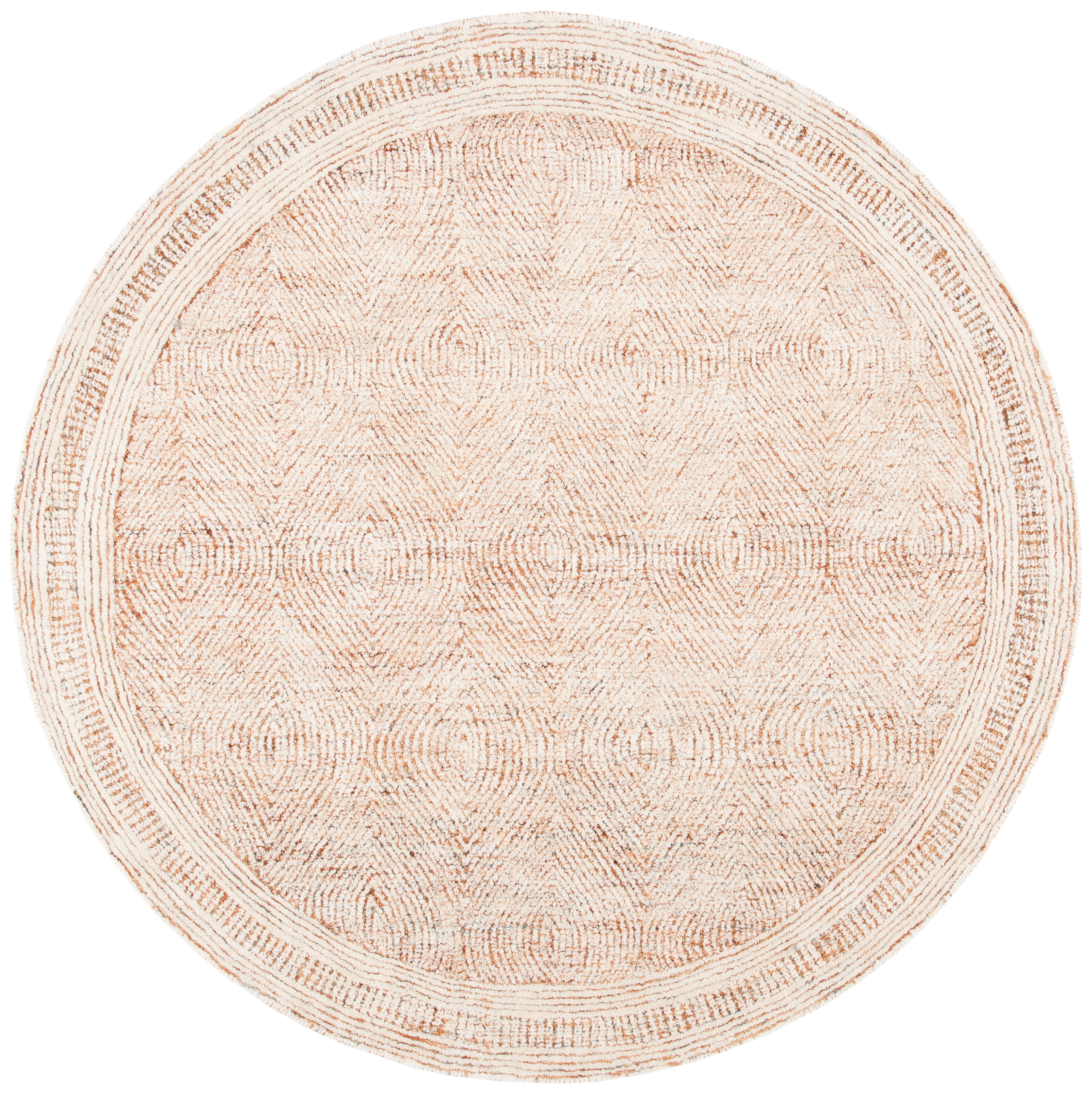 SAFAVIEH Abstract Caelestinus Ogee Wool Area Rug, Ivory/Rust, 8' x 8' Round
