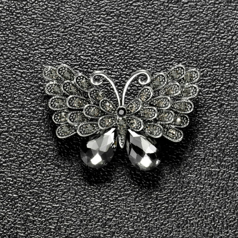 mnjin new vintage silver big butterfly diamond brooch fashion fine jewelry  brooches women silver 