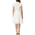 thumbnail image 3 of INSPIRE CHIC Women's Shirt Dress Cap Sleeves Point Collar Tie Waist Button Mid Dresses S White, 3 of 8