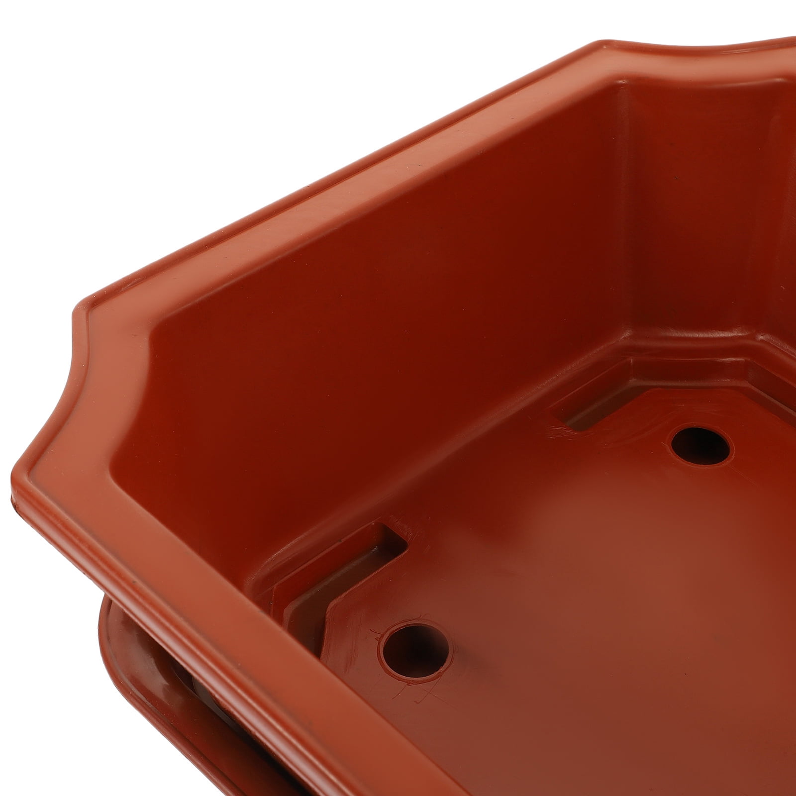 FENGGUIQU Planter Container Oval Large Flower Pot Brown Durable Plastic For Gardening 1 Set