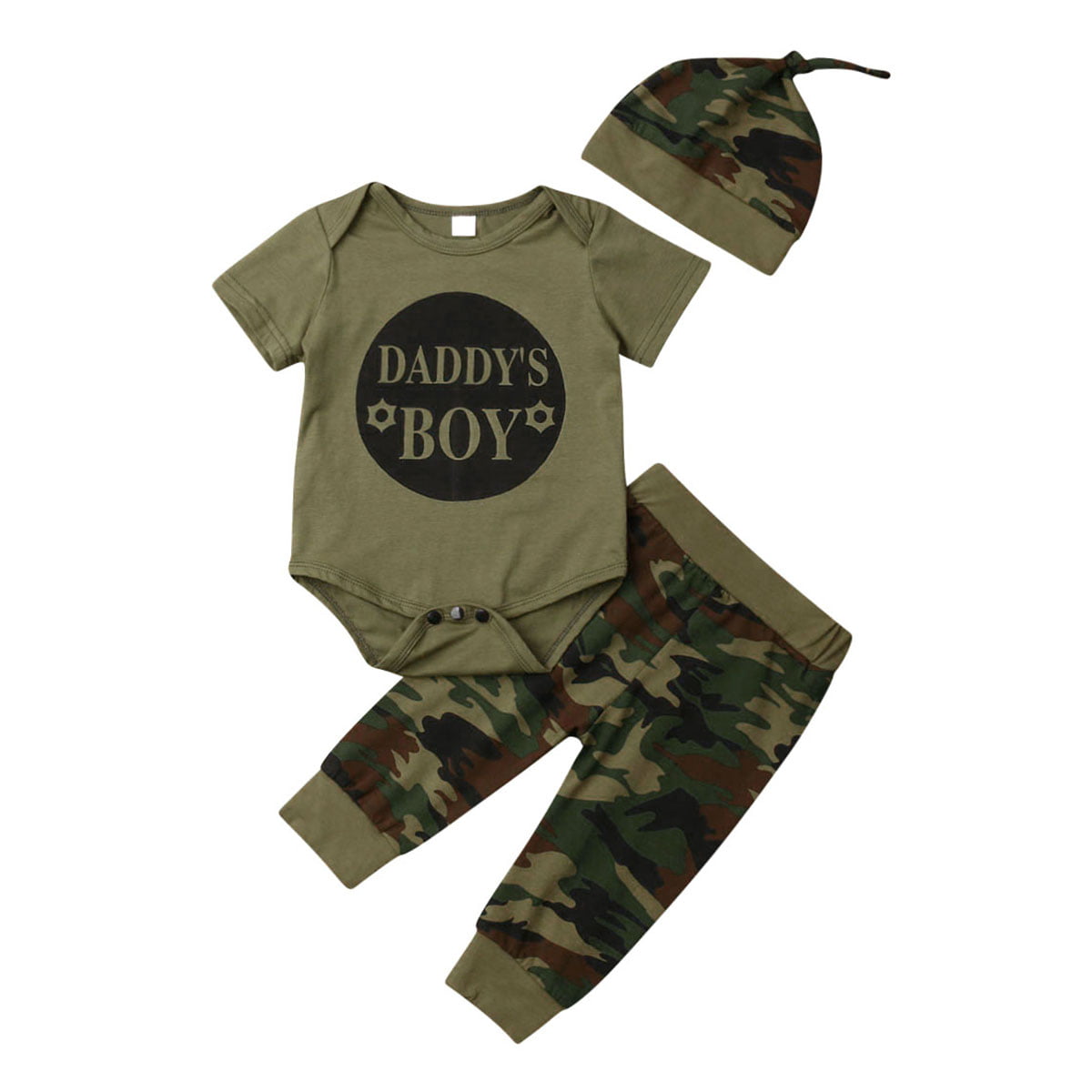 Personalized Girls Camo Camouflage 3PC Baby Infant Newborn Long sleeve Set 
