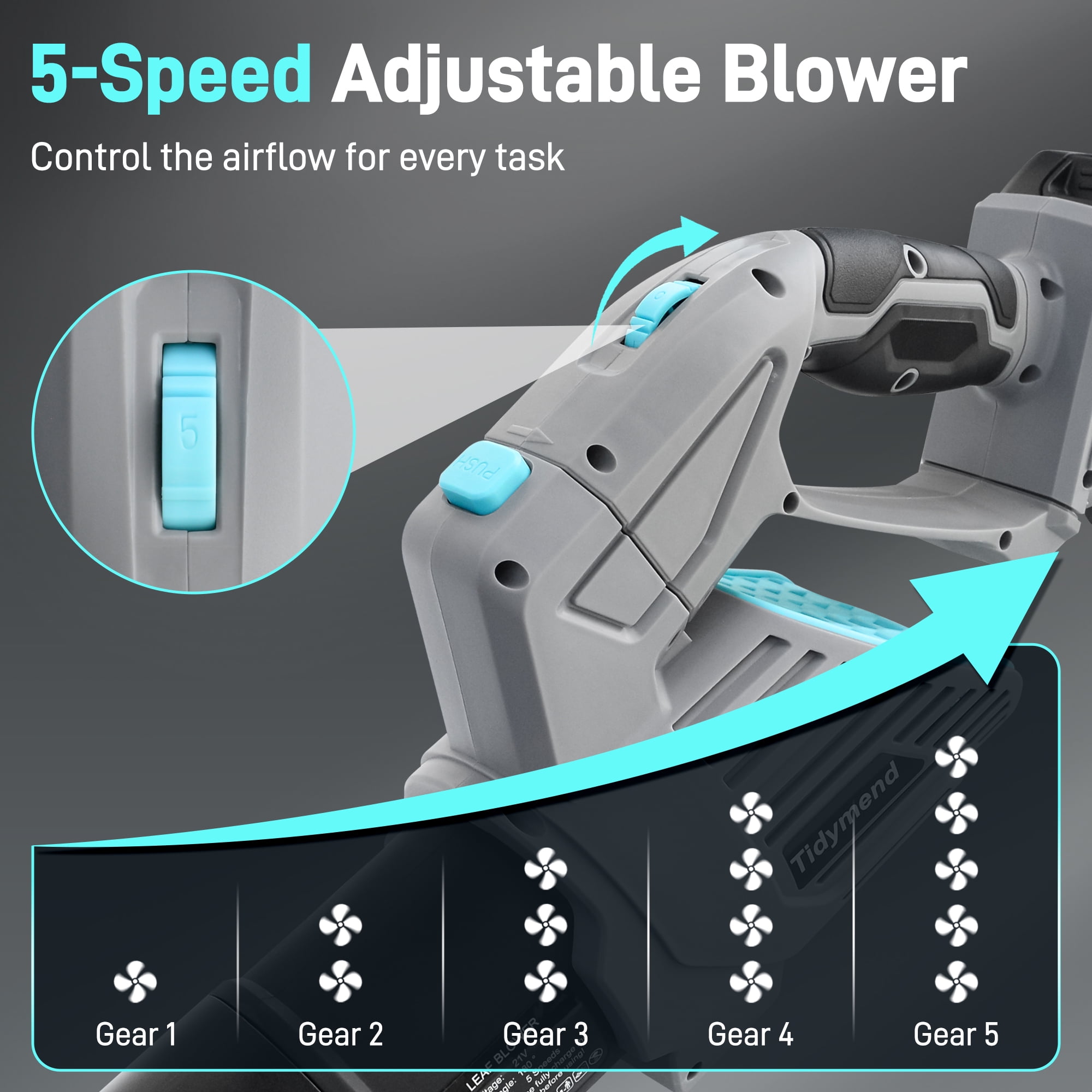 Sentryse Cordless Leaf Blower with Battery and Charger, 330 CFM, 2 x 4.0Ah Batteries, 5 Speeds, Powerful Leaf Blower for Lawn Care,  Yard, Patio