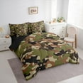 thumbnail image 3 of Manfei Abstract Camouflage Twin Bedding Sets 7pcs, Green Brown Camo Bedding Comforter Set, Military Patriotic Theme Sheet Sets, Super Cozy Room Decor, 3 of 8