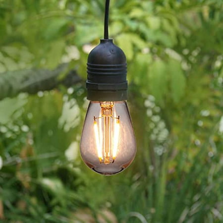 

Fantado Cord + Shatterproof Bulb | Black Weatherproof Outdoor Pendant Light Lamp Cord Combo Kit S14 Warm White Bulb - 15 Foot