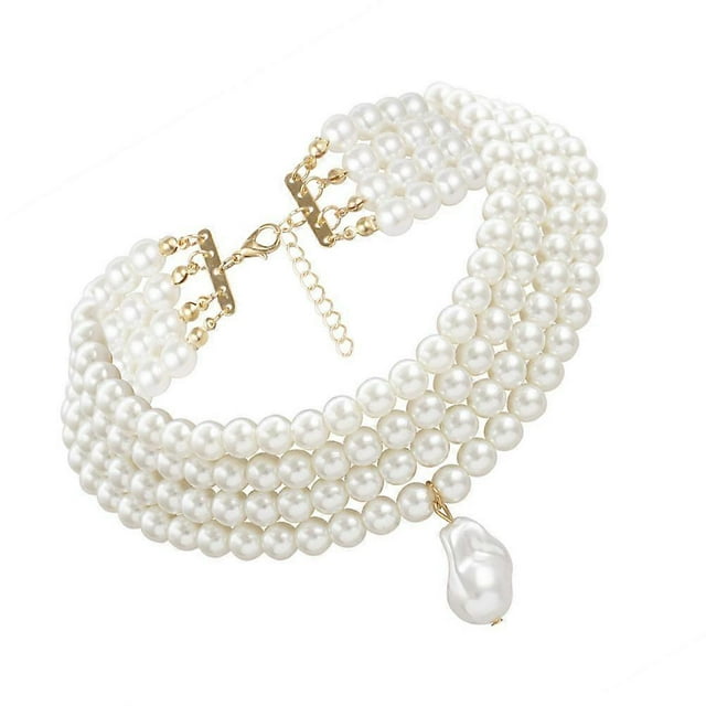 Imitation Pearl Necklace Simple Neck Accessory for Decor 1Pcs Stylish Necklace