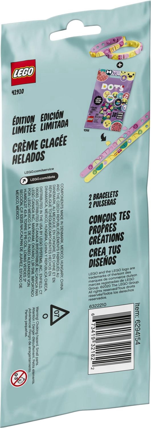 LEGO DOTS Bracelets Crème glacée 41910 Ensemble de loisirs créatifs et de fabrication de bracelets (34 pièces)