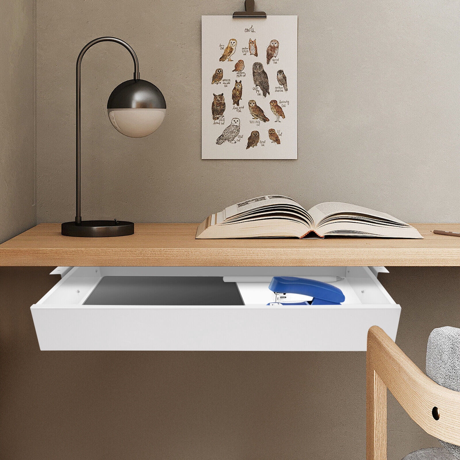 Stand Up Desk Store Add-On Office Sliding Under-Desk Drawer Storage Organizer