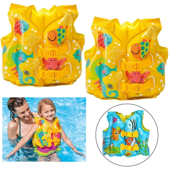 2 Kids Swim Vest Float Inflatable Life Jacket Safe Beach Pool Fun Floaties 16"