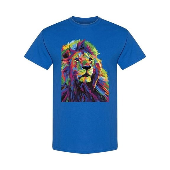 Colorful Lion Pop Art Graphic T-Shirt Men -Image by Shutterstock, Male Small