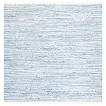 SAFAVIEH Rag Skylar Striped Cotton Area Rug, Light Blue/Multi, 6' x 6' Square