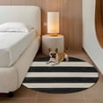thumbnail image 3 of Black White Striped Round Rug 5ft Washable Circle Kitchen Rugs Non Slip Farmhouse Vintage Shabby Chic Wood Grain Large Area Rug Indoor Floor Carpet for Bedroom Living Room Home Office Dining Room, 3 of 8